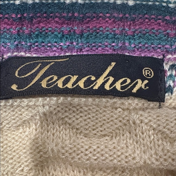Vintage Teacher Soft Wool Blend Patterned Cardigan | Small–Medium - Picture 12 of 12